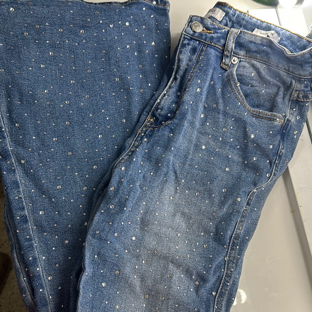 Forever 21 Blue High Rise Jeans Distressed